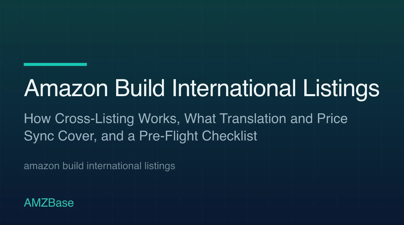 Amazon Build International Listings: cross-listing from Amazon.com