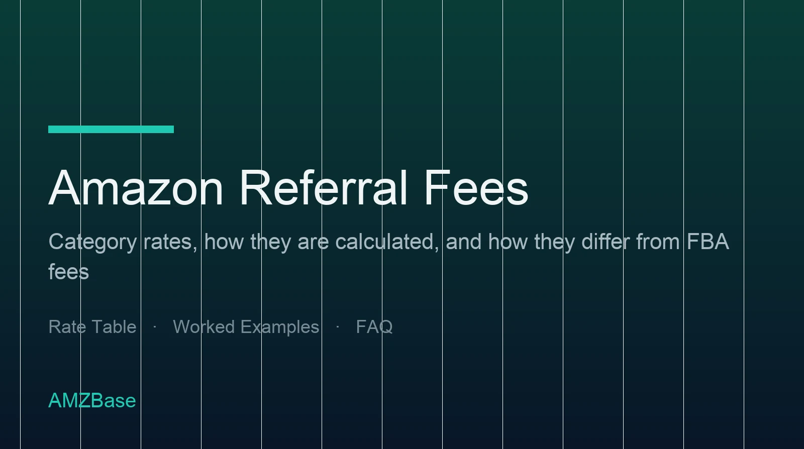 Title card for an Amazon referral fees guide covering category rates and calculation