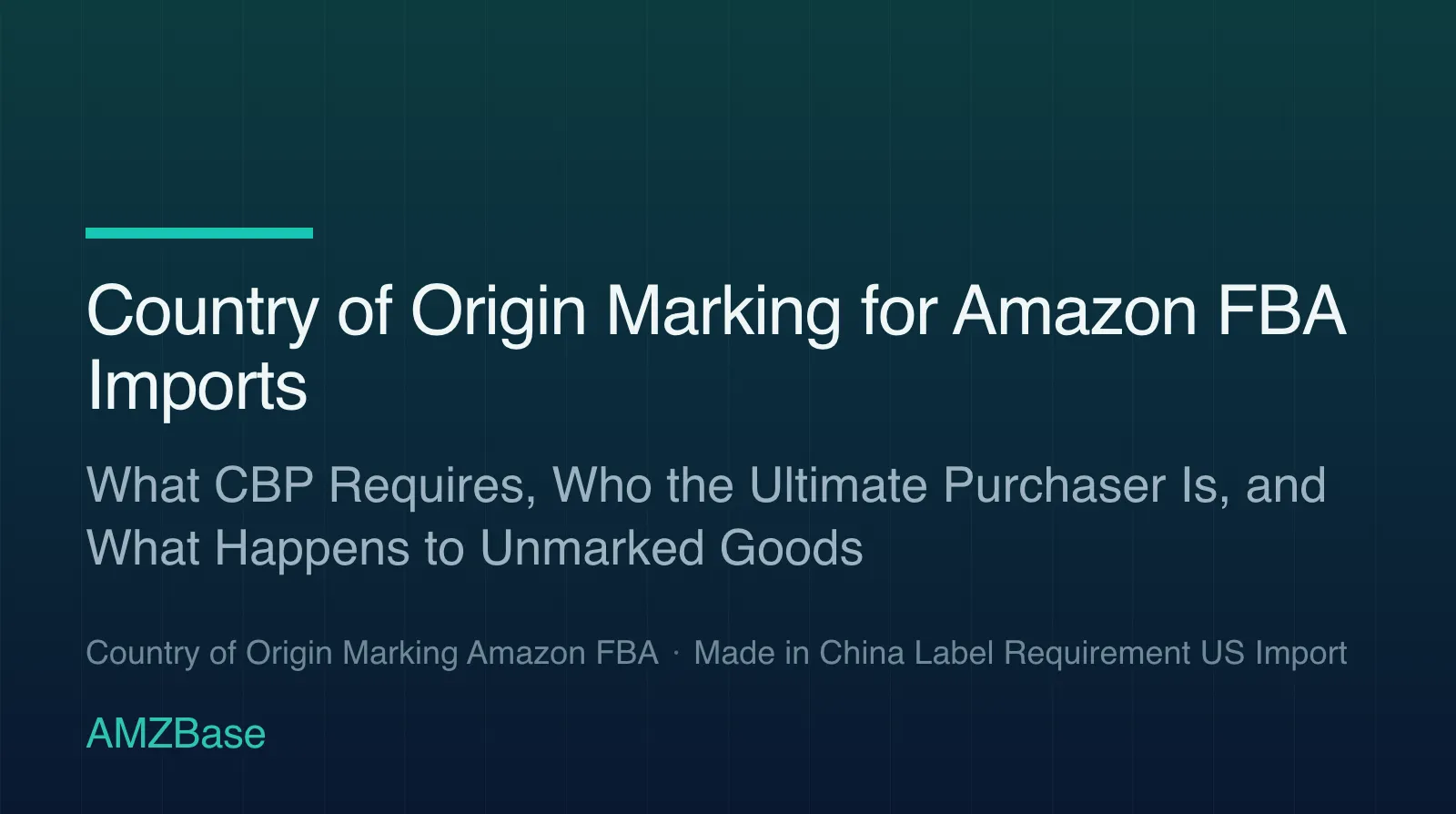 Decision path for country of origin marking on imported Amazon inventory: mark the article, mark the container, or check an exception