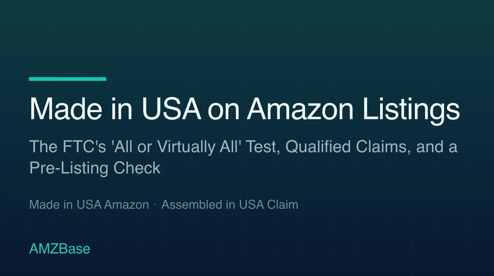 Decision path for a Made in USA claim on an Amazon listing: unqualified, qualified, or no claim