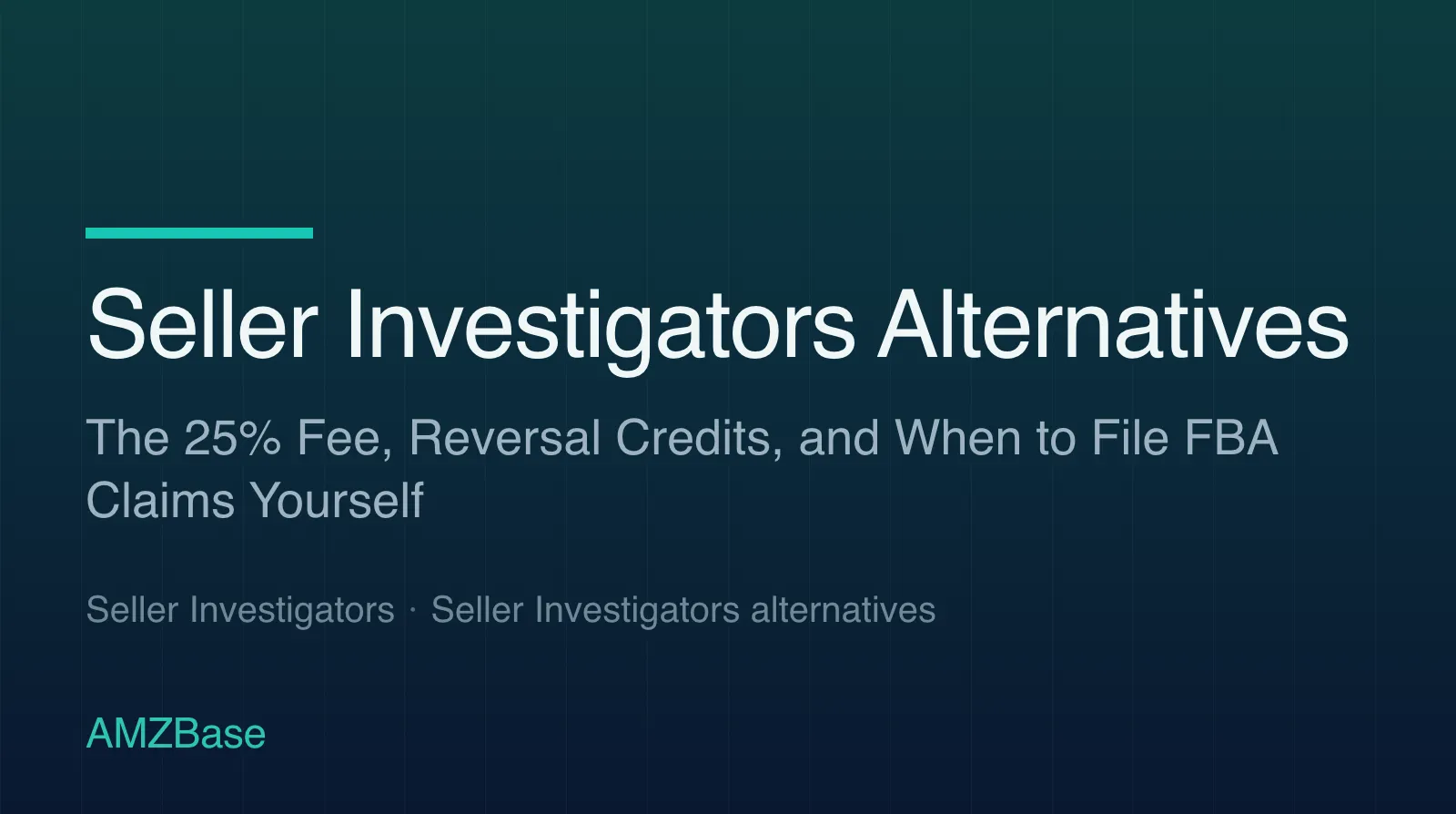 Seller Investigators alternatives: commission service versus filing FBA reimbursement claims yourself